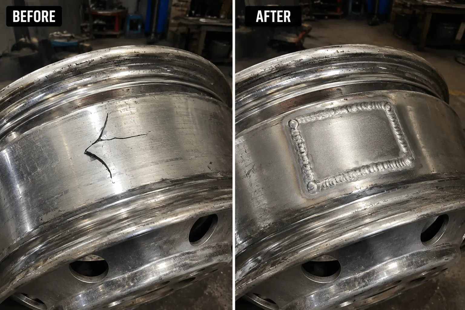 Aluminium wheel rim repair and restoration